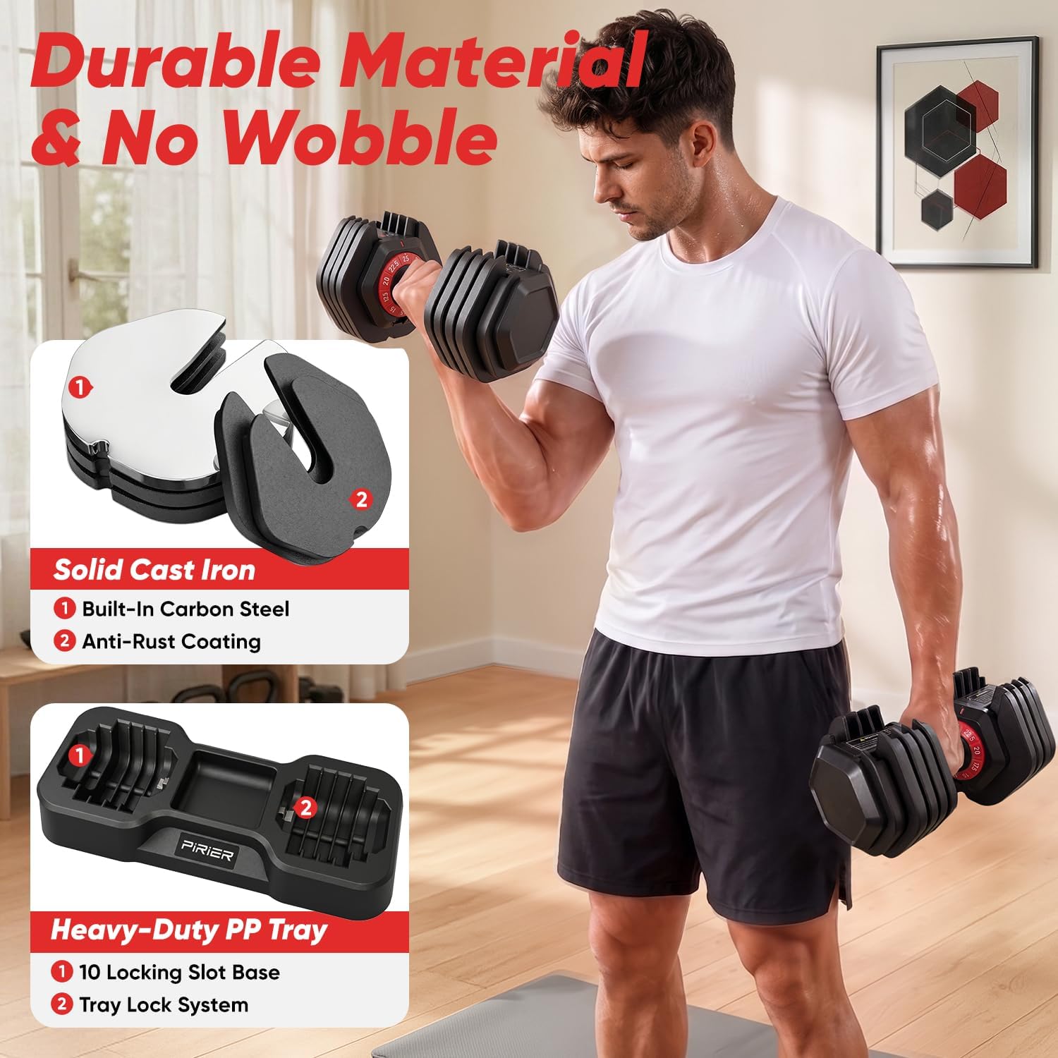 PIRIER Adjustable Dumbbell Set