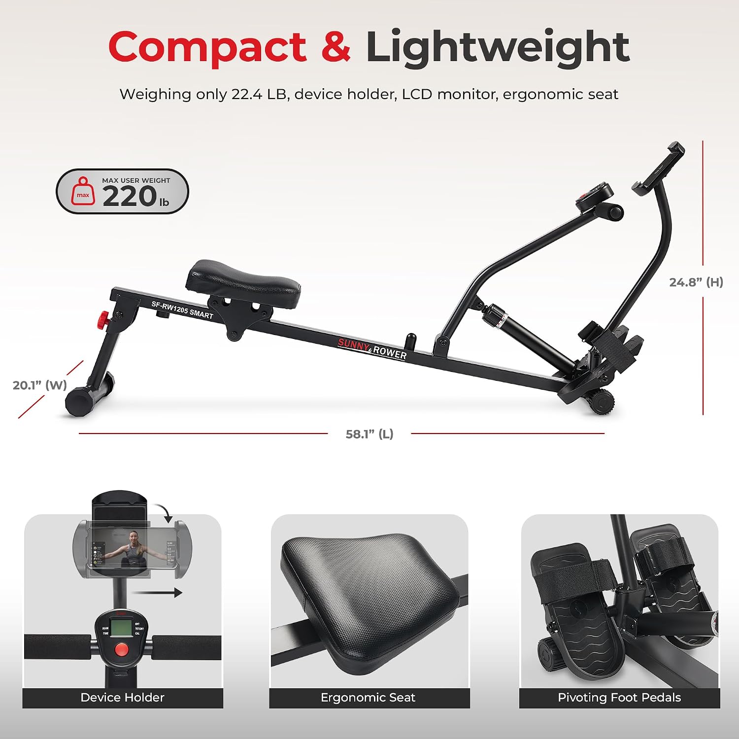 Sunny Compact Adjustable Rowing Machine