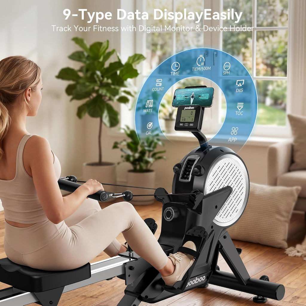 Dual Resistance Foldable Rowing Machine