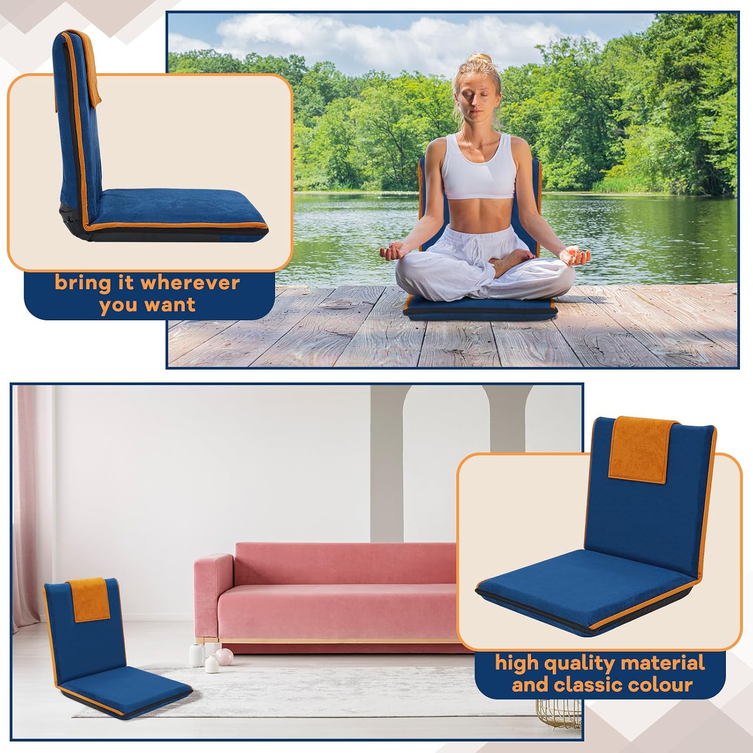 2 Pcs Floor Chair with Back Support
