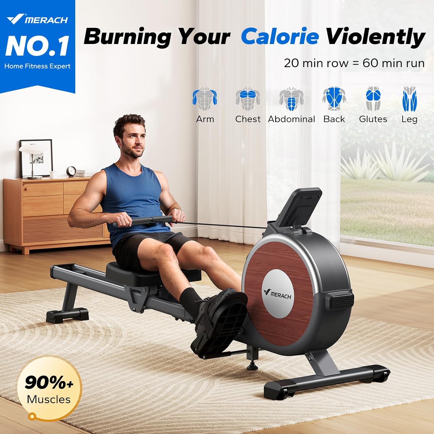 Magnetic Dual Slide Rail Rowing Machine
