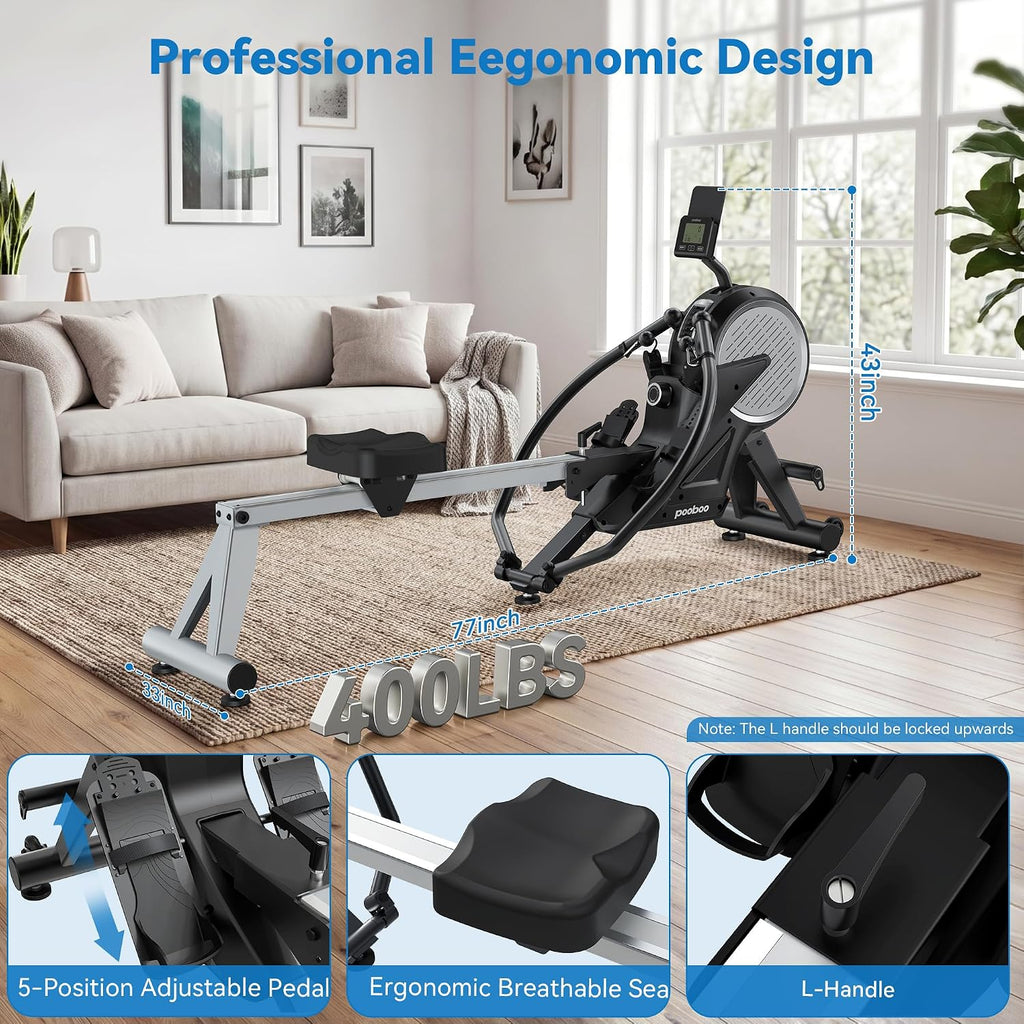 Dual Resistance Foldable Rowing Machine