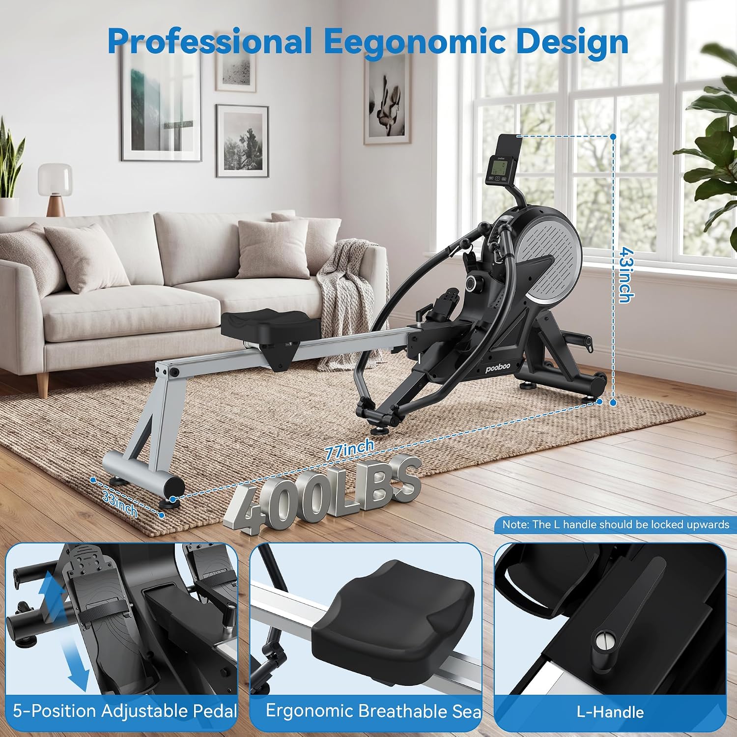 Dual Resistance Foldable Rowing Machine