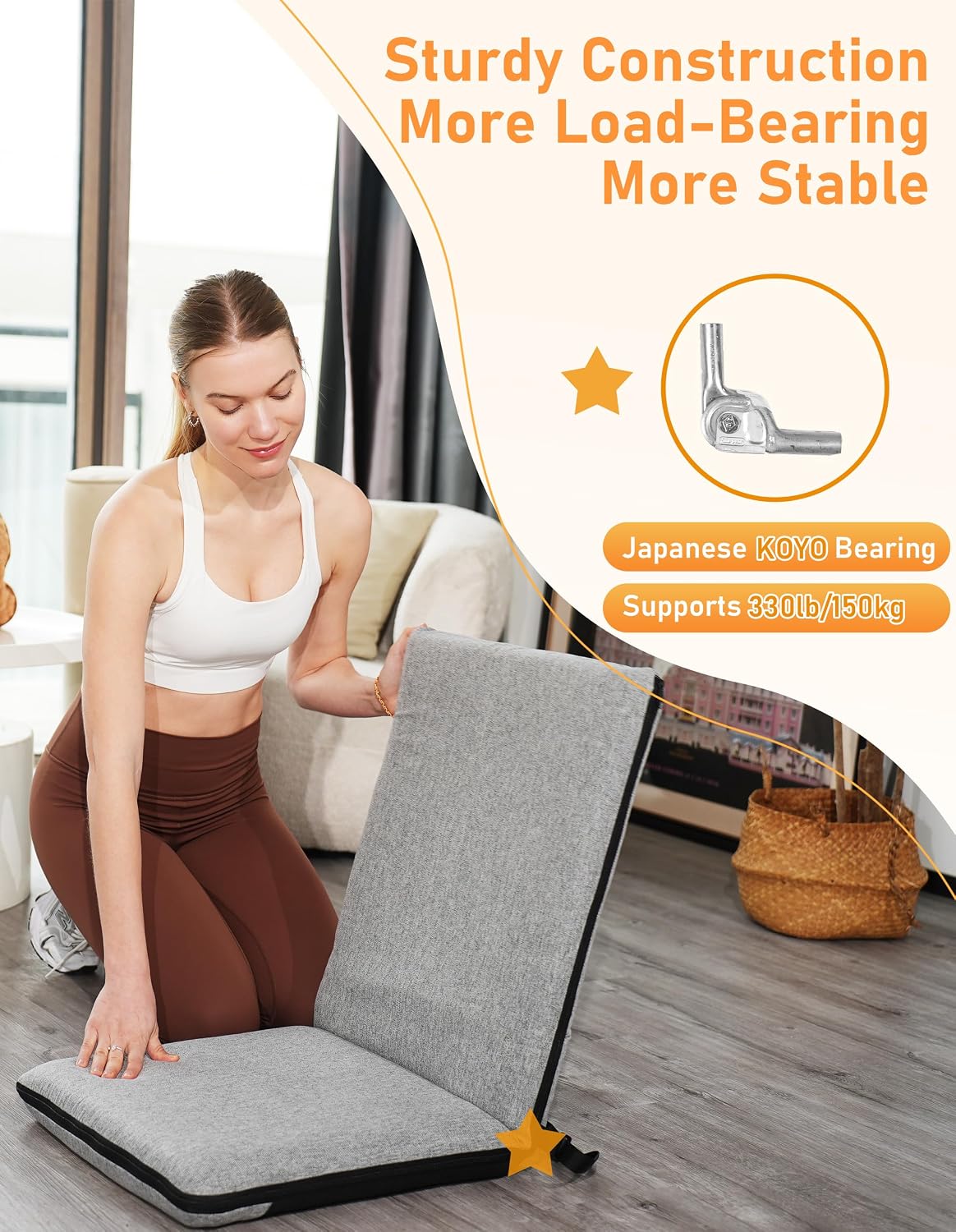 FASTMOMENT Floor Chair with Back Support